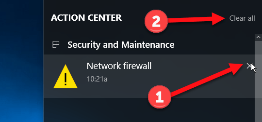 Windows 10 Action Center - Clear Notifications