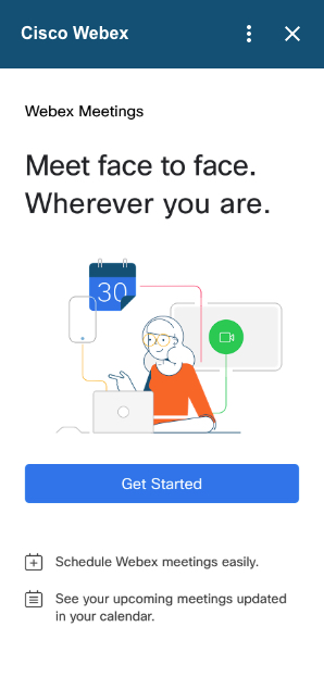 Click Get Started in the Webex Meetings box.