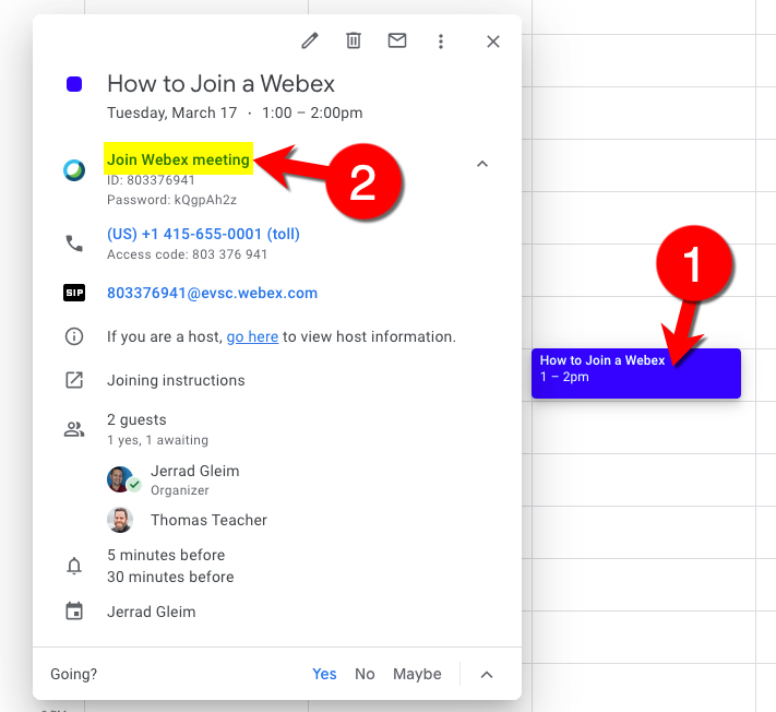 Join Webex using Google Calendar - Desktop