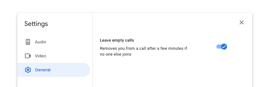 Google Meet Settings - General Tab