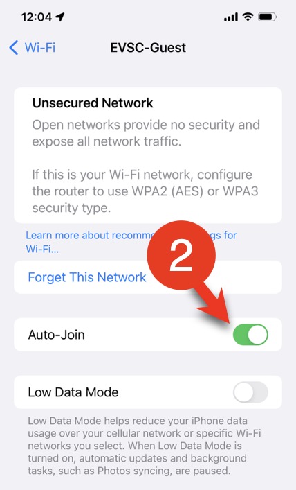 Enable "Auto-Join" if it's disabled.